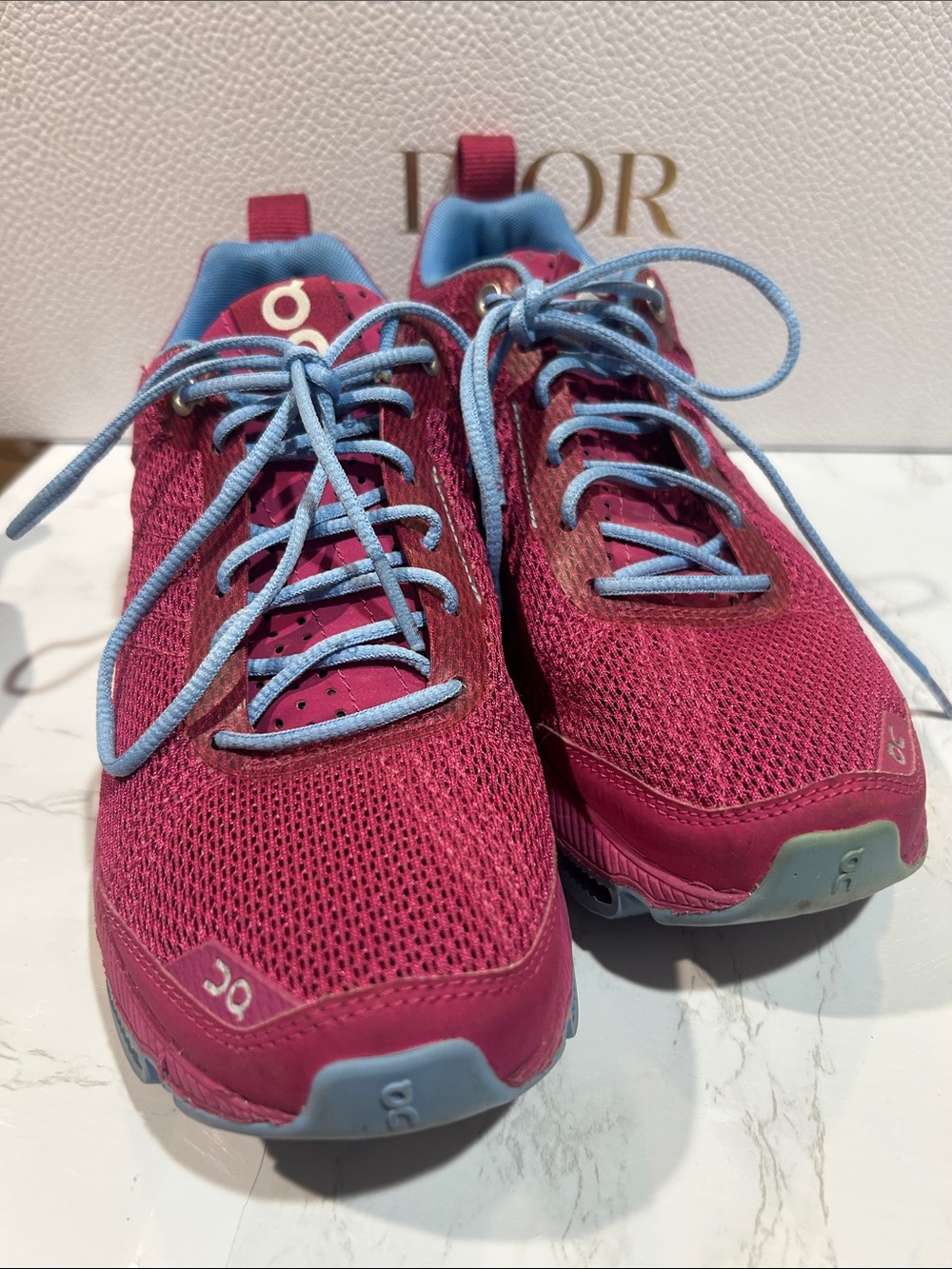 On Running Women's Magenta Running Shoes with Light Blue Accents - Picture 2 of 11